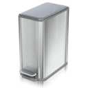 Glad Slim Bathroom Trash Can - Small Garbage Pail with Soft Close Lid & Step Foot Pedal | Narrow Stainless Steel Waste Basket with Removable Inner Bucket, 2.6 Gallon