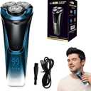 Snapbuy Electric Razor for Men, Snapbuy Electric Razor Pro of Father, 4D Floating Head Rotary Shaver,2025 New Electri c Shaver with LCD Display & Quiet Motor, IPX7 Waterproof (Blue)