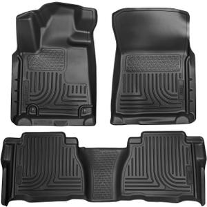 Husky Liners Weatherbeater Floor Mats | Fits 2007-2011 Toyota Tundra, CREWMAX & Double CAB ONLY (Footwell Coverage) | Front & 2nd Row, 3-pc Black - 98581