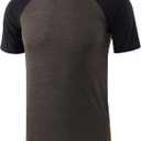 Mens Casual Basic Vintage Active Short/Long Raglan Sleeve Crew Neck Running Hiking T Shirt Large