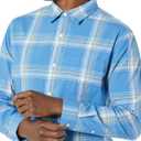 Amazon Essentials Men's Long-Sleeve Regular-fit Stretch Poplin Shirt (Blue, S)