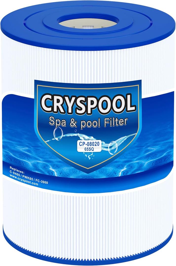 Cryspool 08020 Filter Compatible with Watkins 31114, Hot Spot Spa Filter, C-8465, FC-3960, 71827, 71828, Watkins 65 Sq. Ft Spa Filter Cartridge, 1 Pack