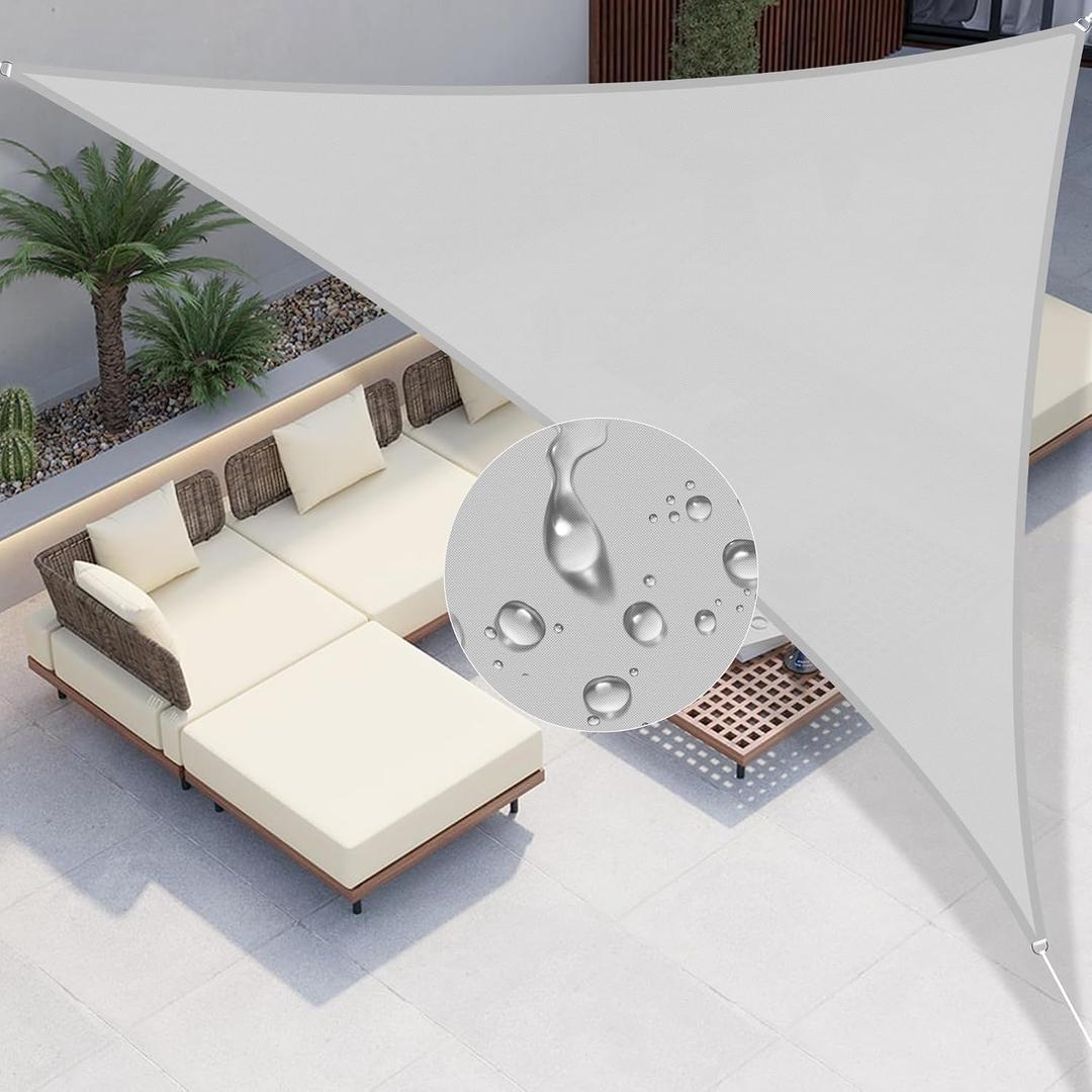 Windscreen4less Waterproof 12'x12'x17' Triangle Sun Shade Sail Canopy Cover UV Blockage for Pergola Patio Deck Balcony Yard Outdoor (Light Grey)