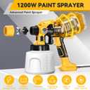 Paint Sprayer, Cosyjazz 1200W HVLP Spray Paint Gun with 5 Nozzles & 3 Spray Patterns, Adjustable Flow Control, 1400ml Container & Cleaning Tools, for House Painting, Fences, Cabinets, Walls etc.