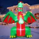GOOSH 6 FT Christmas Inflatables Dinosaur Outdoor Decorations Blow Up Christmas Tree Yard T Rex with Xmas Hat with Built-in LEDs for Holiday Party Indoor Garden Lawn Decor