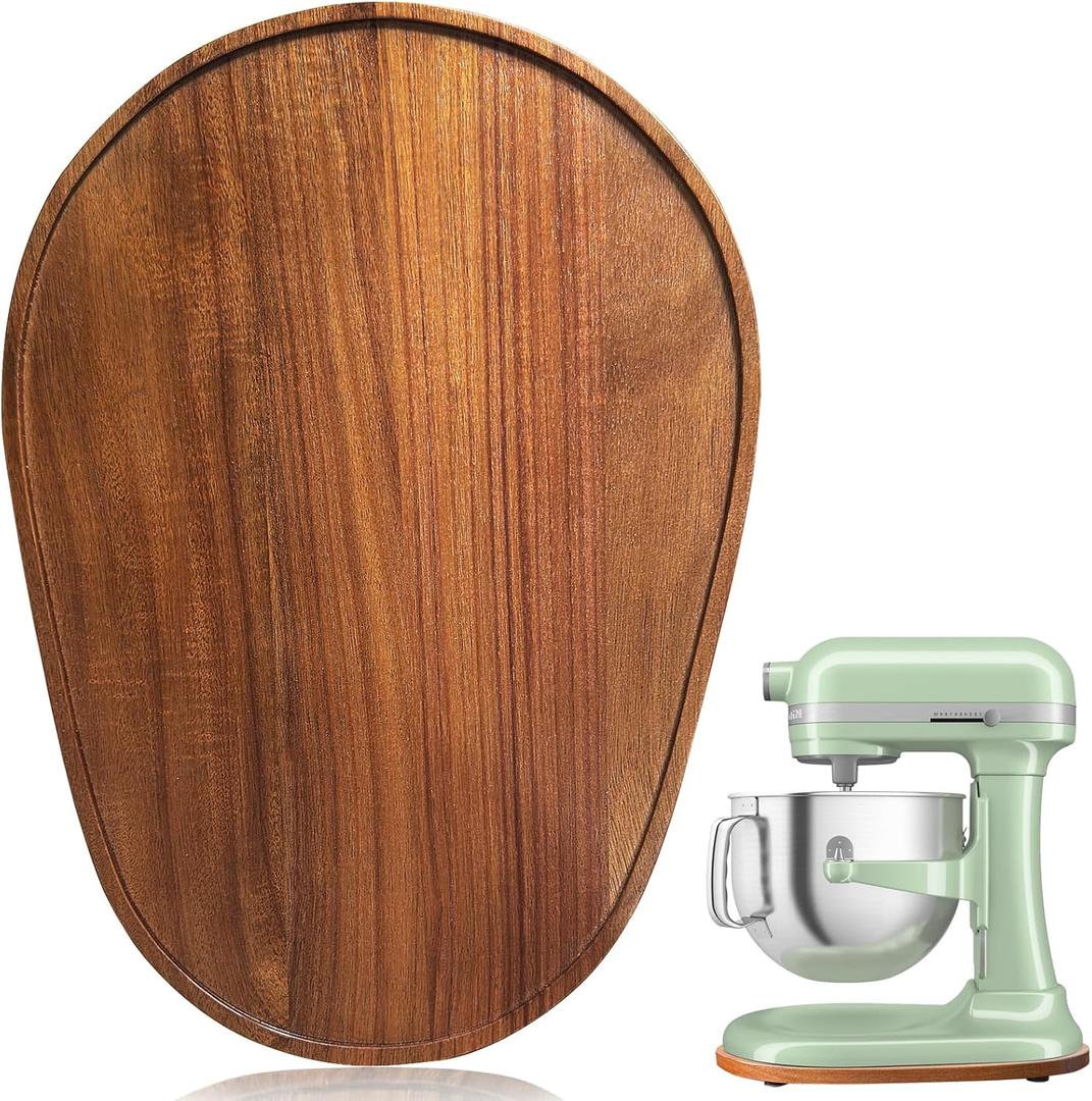 Acacia Wood Mixer Slider Mat for KitchenAid Stand Mixer Wooden Sliding Tray Compatible with Kitchen Aid 5-8 Qt Mixer Acacis Wood