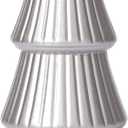 WONDROUS' DECO Wooden Christmas Tree Figurine, Tabletop Silver Tree Figurine, Set of 2 Desk Centerpieces for Christmas Decor