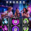 YIER Bluetooth Speaker, 240W Peak Loud Party Speaker with Big Bass, 20H Playtime, TWS, BT5.3, Large Portable Wireless Boom Box with LED Light for Outdoor Backyard Beach Home (Leather Blue)