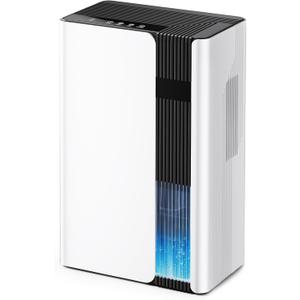 Dehumidifiers for Home, Quiet Dehumidifier for Bedroom for Small Spaces up to 800 sq.ft., 102oz Water Tank, Auto Shut-Off, Timer, 7-Color Light, Portable for Bathroom, Closet, RV, White