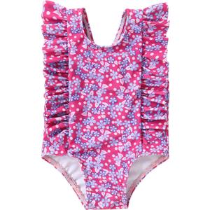 Happy Town One-Piece Infant Toddler Baby Girl Summer Swimsuit Watermelon Leopard Ruffle Swimwear Bikini Bathing Suit (Pink)