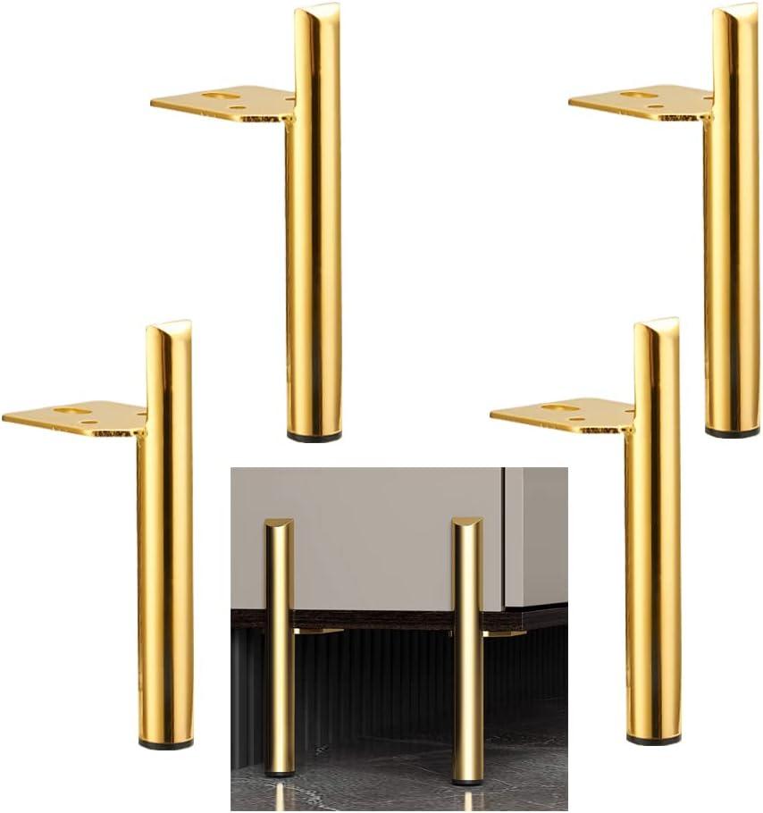 8 Inch Furniture Legs Gold Coffee Table Feet, Mid-Century Metal Furniture Leg for Sofa Cabinet Ottoman, Set of 4 Side Mounted Style Home DIY Replacement Feet