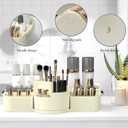 Rotating Makeup Organizer Cosmetic Display Case, Used for Vanity Makeup Brushes, Lipstick, Perfume and Various Skin Care Products - Spacious and Fashionable Storage Solution (Creamy White)