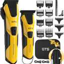 Professional Hair Clippers for Men, Professional Barber Clippers and Trimmer Set, Mens Cordless Hair Clipper for Barbers Haircut Kit Fade Yellow