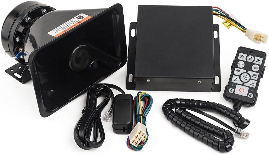 9200E Amplifier Police Siren & Black Siren Speaker,DC12V 100W Multi-Tones Wired Handheld Microphone Loudspeaker Emergency Warming PA System for Truck Vehicles