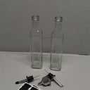 Leaflai Olive Oil Dispenser Bottle, 2 Pcs Glass Olive Oil Dispenser and Vinegar Dispenser Set with 2 Stainless Steel Pourers, 4 Labels,1 Brush and 1 Funnel Oil Bottles for Kitchen (500ml)