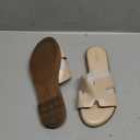 Yozuru Womens Flat Sandals Open Toe Dressy Summer Sandals Comfortable Casual Slip on Leather Slides Sandals for women (6, Beige)