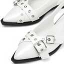 Greatonu Women's Slingback Flats for Women Ballerina Shoes Studs Buckle Flat Shoes Cross Strap Closed Toe Sandals Pointed Toe Ballet Flats Casual Party Dressy Shoes (8)