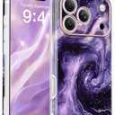 GVIEWIN for iPhone 17 Pro Case Compatible with MagSafe, [Full Camera Protection][Military-Grade Protection] Shockproof Protective Slim Magnetic Marble Phone Case for 17 Pro 6.3", Vortices/Purple