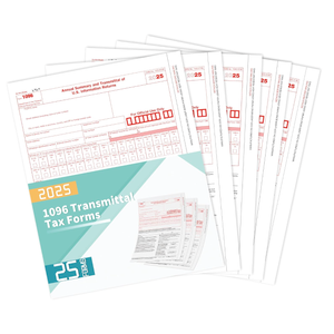 1096 Transmittal Tax Forms 2025, 25 Pack of 1096 Summary Laser Tax Forms, Compatible with QuickBooks and Accounting Software, Use for 1099 NEC, MISC, INT, and Other 1099 Forms