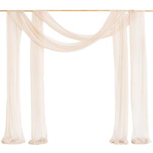 Ling's Moment Wedding Arch Draping Fabric 2 Panels 32Ft x 30" Wrinkle-Free Wedding Arch Drapes Chiffon Fabric Beige Curtain Wedding Ceremony Reception Backdrop Background Party Home Garden Decorations (Nude)