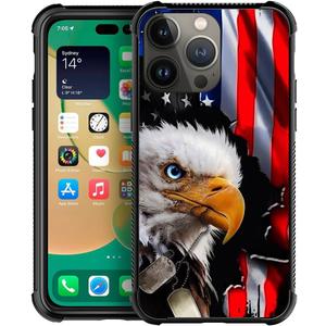 DAIZAG Compatible with iPhone 14 Pro Case,American Eagle Flag with Bumper Anti-Slip Shock Absorbing Soft TPU Protective Cover