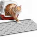 Cat Litter Box Mat, Silicone Kitty Litter Mat, 24" X 16" Waterproof Silicone Pad for Floor, Light Gray