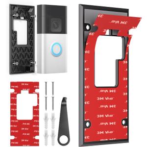 No Drill Doorbell Mount for Battery Doorbell (2024 Release) - Strong Adhesive Mounting Plate, Renter Friendly Apartment & Office Video Doorbell Holder Bracket, Easy Install Accessories Kit