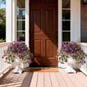 2 x Homsunny Artificial Fake Flowers Plants UV Resistant, Faux Petunias Silk Flowers for Outdoors No Fade, Fake Outdoor Flowers for Planters Spring, Realistic Home Garden Balcony Yard Decor (Purple)