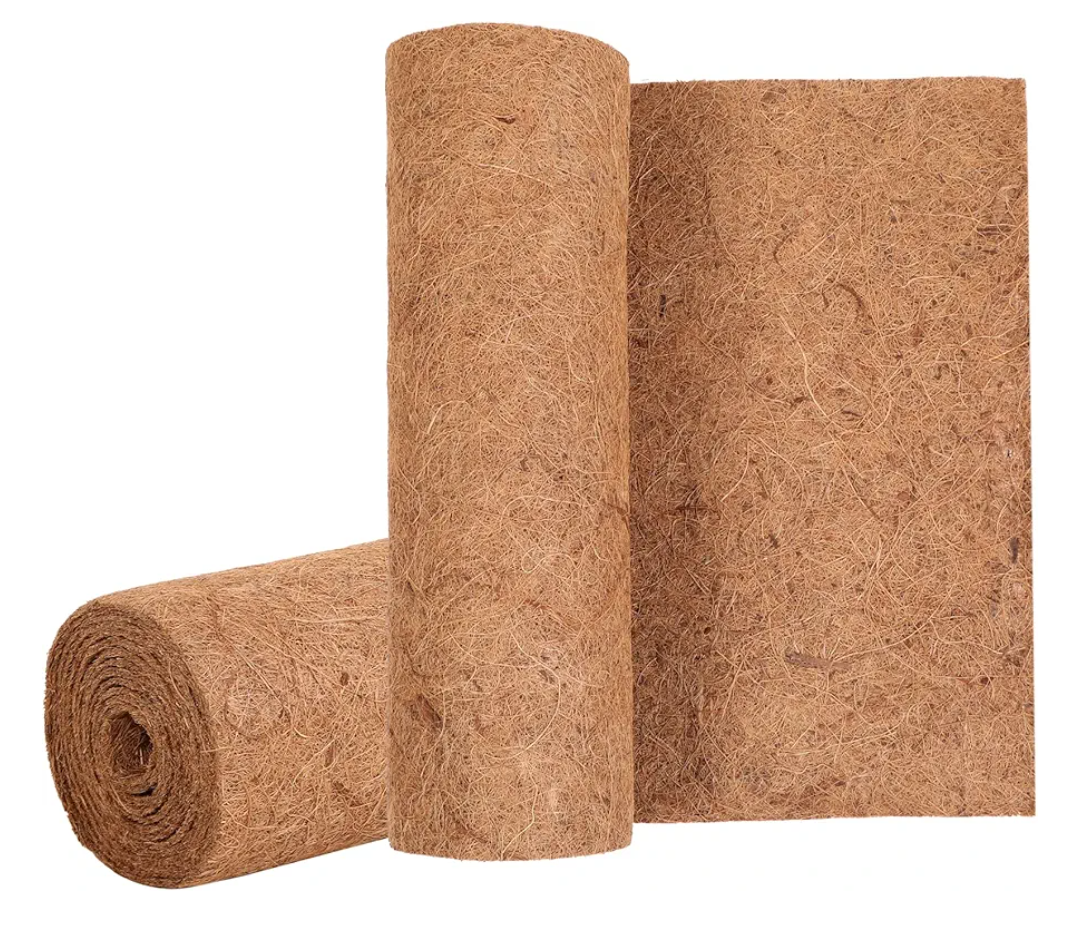 Sawysine 2 Rolls 16 x 118 Inch Coir Liner Roll Coconut Fiber Mat Natural Coconut Coir Liner Sheets Plant Potting Mat for Garden Decor Planters Flower Window Box Basket Animal Pet Pad Reptile Carpet