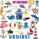 4 x 36 Pcs Birthday Cruise Door Magnet Decorations Funny Cruise Ship Essentials Reusable Cruise Ship Door Magnets Magnetic for Happy Birthday Cabin Door Ship Car Carnival Decorations
