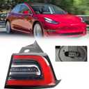 Dasbecan 3Pin Passenger Side Rear Tail Light Compatible With 2017-2023 Tesla Model 3 Outer Right Side Brake LED Tail Lamp Replaces# 1077398-00-G 1077398 (Red Signal)
