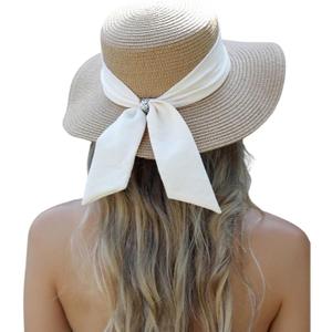 MakeMeChic Women's Wide Brim Sun Straw Hat UPF 50 Roll Up Cap Summer Hats (Khaki)