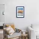 wyooxoo 11x17 Picture Frame Dark blue Solid Wood Photo Frames Display Pictures 8x12 with Mat or 11x17 Without Mat Colorful Frame For Tabletop Display or Wall