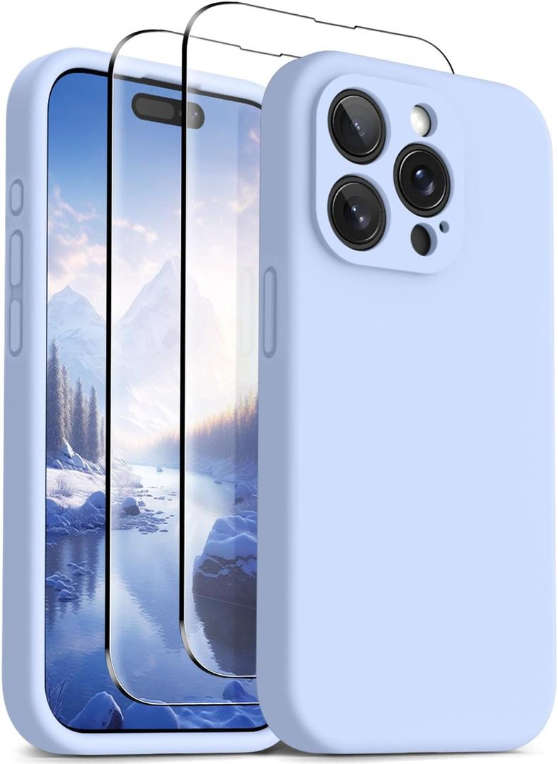 OTOFLY Magnetic for iPhone 15 Pro Case Compatible with MagSafe, [Full Camera Protection][Screen Protector] Full-Body Silicone Shockproof Phone Case for iPhone 15 Pro 6.1" (Light Blue)