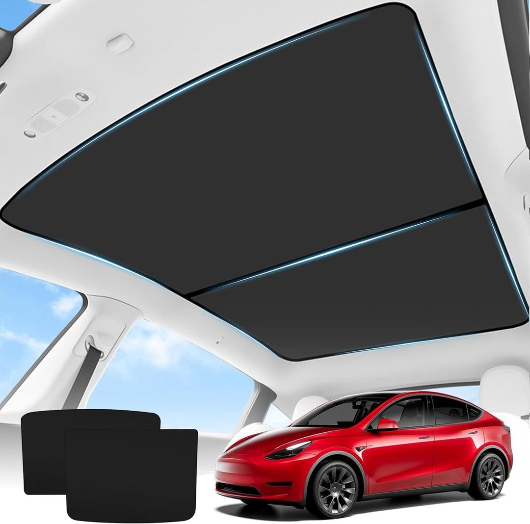 [2024 Upgrade] TOPAC Sunshade Roof for Tesla Model Y 2024-2020 [Superior Anti-UV & Sag-Free] Glass Roof Sunshade with Storage Bag,Heat Insulation Sunroof Shade for Tesla Model Y Accessories