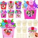 Geelin 12 Sets Valentine's Day Wooden DIY Picture Frames Craft, Unfinished Heart Photo Frames to Paint for Valentine's Day Craft Art, Home Decor, Classroom Activities, Party Games(Flower)