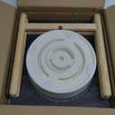 Elevated Slow Feeder Dog Bowl - Ceramic Food Dish with Bamboo Stand - Raised Maze Design - Ideal for Medium to Large Dogs - White - 8.8 inch (2.5 CUP)