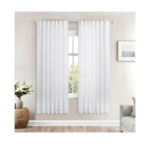 Pure White Curtains Panels 63 Inch Length for Back Tab Semi Sheer, Linen Textured Drapes Rod Pocket 2 Panels Set,White Boho Farmhouse Cotton Textured Gauze Curtain for Bedroom/Living Room/Kids Room