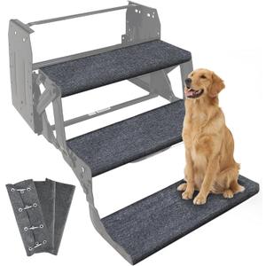 CircleRoad RV Step Covers 22 Inch 3 Pack RV Stair Covers Wrap, Best Fits 8-11" Deep Camper Stairs, RV Step Rugs Gray, Kid & Pet Friendly