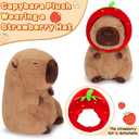 Achwishap Capybara Plush,Cute Plushies Capybara Stuffed Animal,Capybara Plush Toys,Kawaii Plush Stuffed Toy Animal Pillowswith Strawberry Hat Plushie Birthday Gift for Adults Kids,Brown 16”