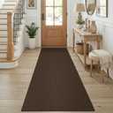 KOZYFLY Cotton Runners for Hallway 2.5'x8', Washable Runner Rug, Woven Non Slip Kitchen Runner, Braided Entryway Rug, Floor Carpet for Foyer, Bedroom, Hall, Brown/Dark Brown