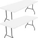 Moosfor 2 Pack Rectangle Spandex Fitted Table Cloth, 6FT Elastic Tablecloth | Washable Picnic Table Cover, Stretch Waterproof Table cloths for Party, Patio, Dining, Kitchen, 18" x 72", White