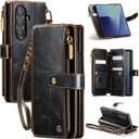 Vinich for Samsung Galaxy Z Fold 7 Wallet Case with Card Holder, Detachable Strap RFID Blocking Credit Slots Kickstand Shockproof Phone Cover Fit for Galaxy Z Fold 7 8.0" Luxury Coffee