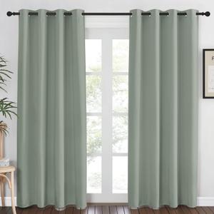 NICETOWN Blackout Sage Green Curtain 84 inch Length for Bedroom - Thermal Insulated Grommet Room Darkening Window Drape Sound Dampening for Living Room, W52 x L84, 1 Panel