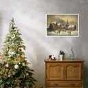 2 x Huabsad Vintage Christmas Canvas Wall Art 18th Century Winter Village Landscape Famous Oil Painting Art Work Prints Farmhouse Aesthetic Pictures Wall Decor 12x16in Unframed