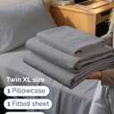 Twin XL Size 3 Piece Sheet Set - Comfy Breathable & Cooling Sheets - Hotel Luxury Bed Sheets for Women & Men - Deep Pockets, Easy-Fit, Soft & Wrinkle Free Sheets - Steel Blue Oeko-Tex Bed Sheet Set
