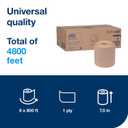 Tork Hand Towel Roll, Natural, Universal, H71, Large, 100% Recycled, 1-Ply, White, 6 Rolls x 800 ft, 7171300, 6 Count