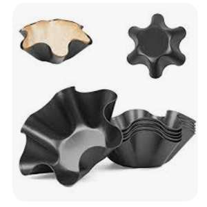 Khaby Lame Tortilla Bowl Pan Set, Easy to Use, Dishwasher Safe Plastic, Black, 4-Pack