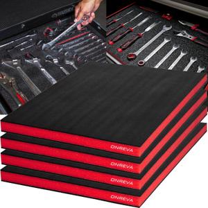 ONREVA Tool Box Foam, 4Pack 16x12x1 inch, Foam Inserts for Cases, Polyethylene Storage Sheets for Toolbox Hard Case, Tool Shadow Insert, Kaizen Organizer Sheet