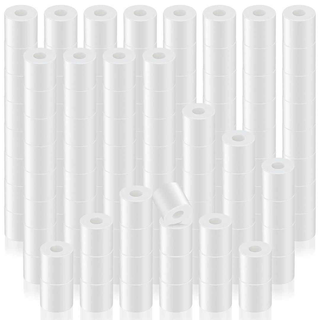Pasimy 200 Pcs White Nylon Spacers 1/2 '' Thick, 1/2 '' Od 0.194 '' ID Round Rubber Plastic Washers Electrical Outlet Screw Spacers for Robotics Electrical Screws, Switch and Receptacle